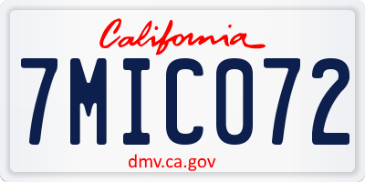 CA license plate 7MIC072