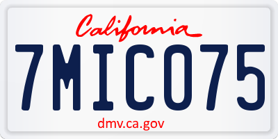 CA license plate 7MIC075