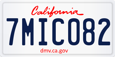 CA license plate 7MIC082