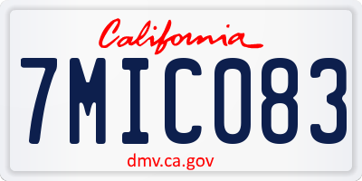 CA license plate 7MIC083