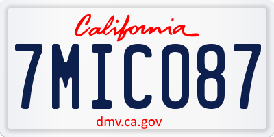 CA license plate 7MIC087