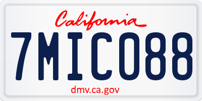 CA license plate 7MIC088