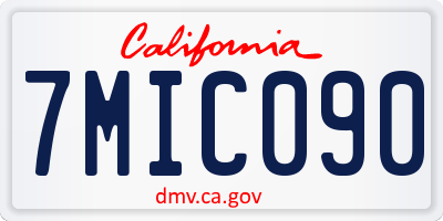 CA license plate 7MIC090