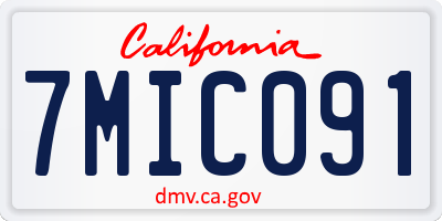 CA license plate 7MIC091