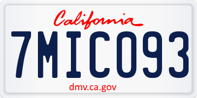 CA license plate 7MIC093