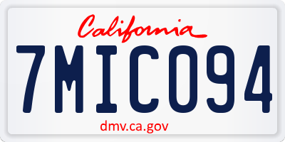 CA license plate 7MIC094