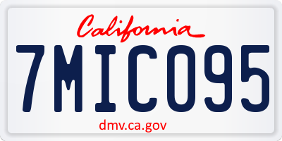 CA license plate 7MIC095