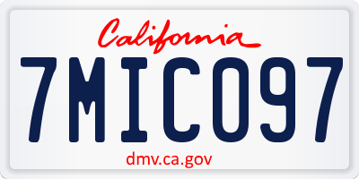 CA license plate 7MIC097