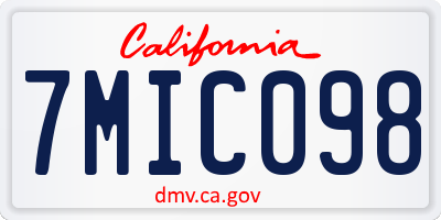 CA license plate 7MIC098