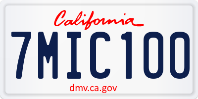 CA license plate 7MIC100