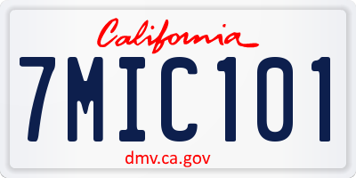 CA license plate 7MIC101