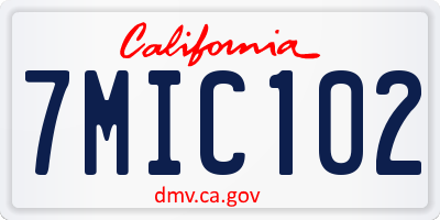 CA license plate 7MIC102
