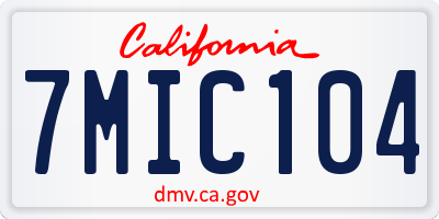 CA license plate 7MIC104