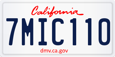 CA license plate 7MIC110
