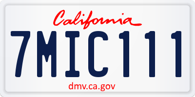 CA license plate 7MIC111