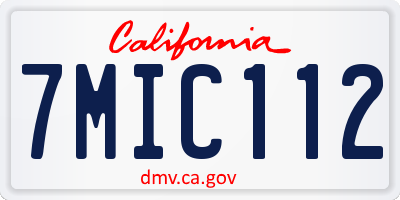 CA license plate 7MIC112