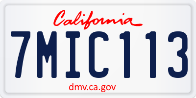 CA license plate 7MIC113