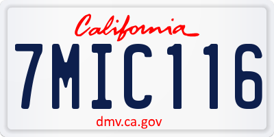 CA license plate 7MIC116