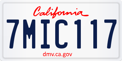 CA license plate 7MIC117