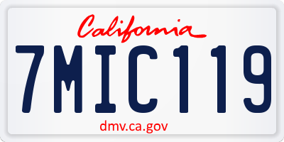 CA license plate 7MIC119