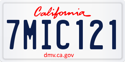 CA license plate 7MIC121