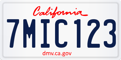 CA license plate 7MIC123