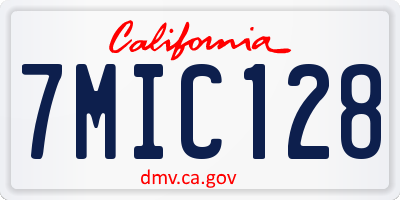 CA license plate 7MIC128
