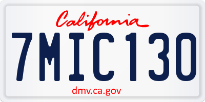 CA license plate 7MIC130