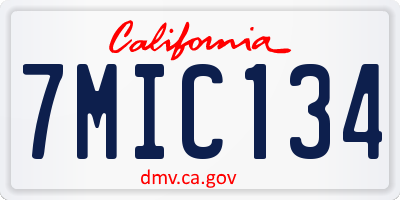 CA license plate 7MIC134