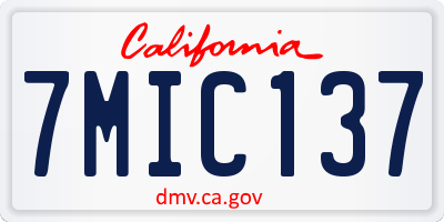 CA license plate 7MIC137