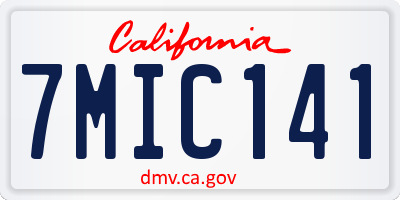 CA license plate 7MIC141