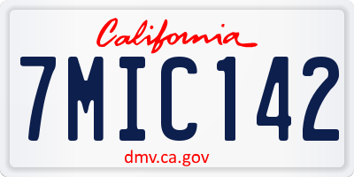 CA license plate 7MIC142