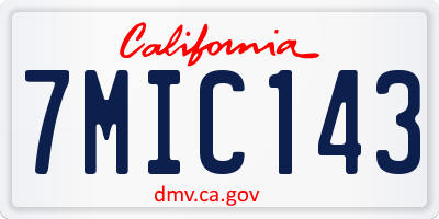 CA license plate 7MIC143