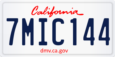 CA license plate 7MIC144