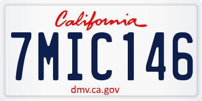 CA license plate 7MIC146