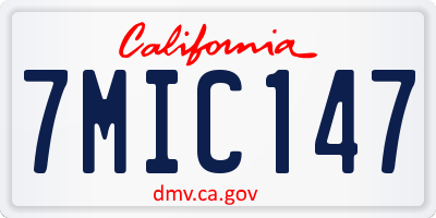 CA license plate 7MIC147