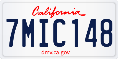 CA license plate 7MIC148