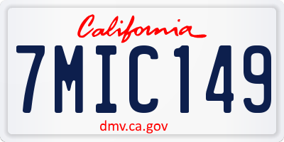 CA license plate 7MIC149