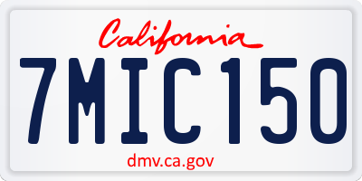 CA license plate 7MIC150