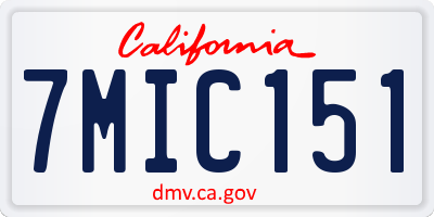 CA license plate 7MIC151