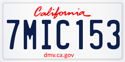 CA license plate 7MIC153