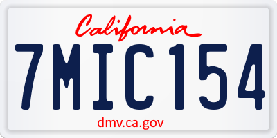 CA license plate 7MIC154