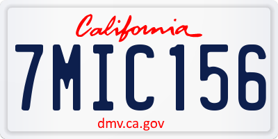 CA license plate 7MIC156