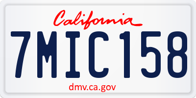 CA license plate 7MIC158