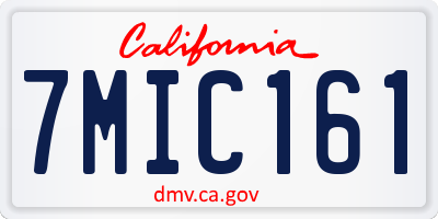 CA license plate 7MIC161