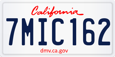 CA license plate 7MIC162