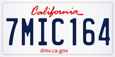 CA license plate 7MIC164