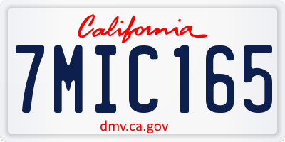 CA license plate 7MIC165