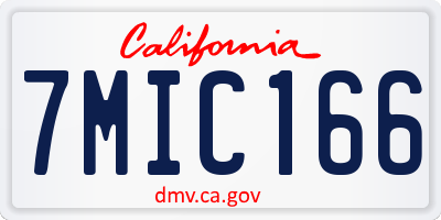 CA license plate 7MIC166