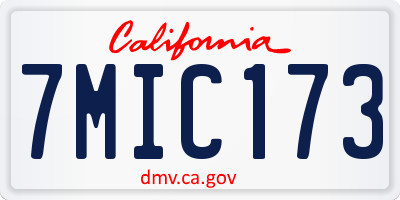 CA license plate 7MIC173